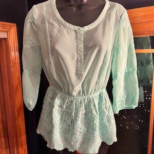 Guess Embroidered Mint Blouse